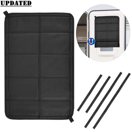 RV Door Shade Cover, AGPTEK Foldable RV Sun Shade Windshield Blackout Shower Curtains Coverage RV Accessories Fits for Most RV Interior Door Window Oxford Materials Black (25" X 16")
