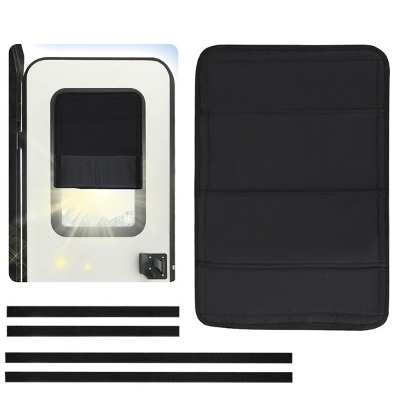 RV Door Window Shade Cover with Adjustable Straps for Camper Trailer Motorhome Sunlight Blocking Privacy Protection