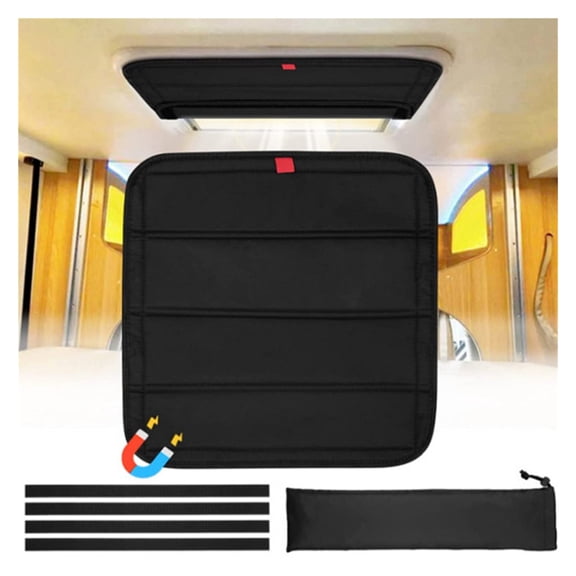 RV Door Window Shade, New Model Foldable RV Blackout Window Cover, UV Rays Protection Camper Trailer Door Window Cover, Hook and Loop Fastener Waterproof Thickened Oxford Fabric,16.25 x 16.25 Inch