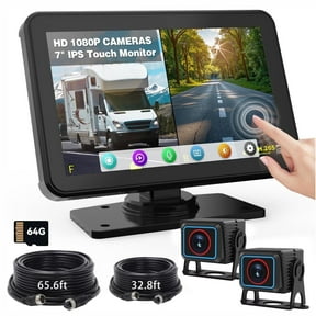 MHCBSR Wired Backup Camera Monitor System with 7-inch IPS LCD and 64GB SD Card