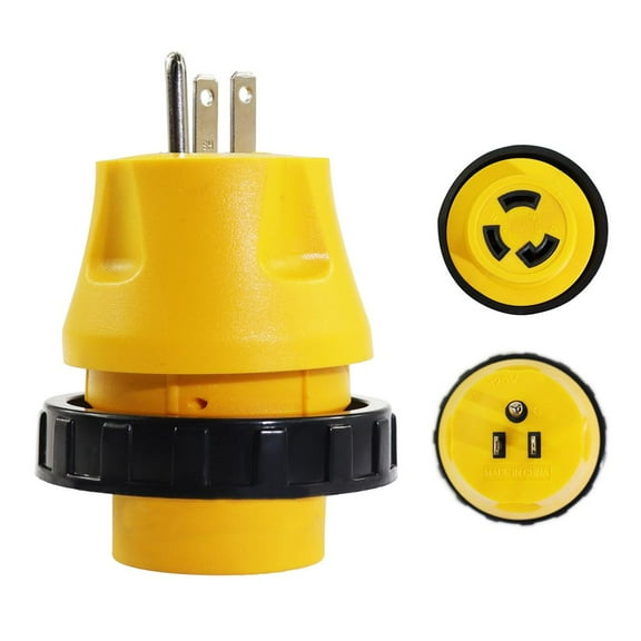 RV Electrical Locking Adapter 15A Male to 30A Female - 3-Prong 125V Camper Cable Adapter Electrical Converter Plug
