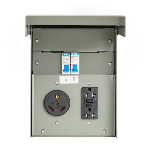RV Electrical Outlet Panel 30 Amp, 20 Amp GFCI - EV Charger Power Supply, Weatherproof Box