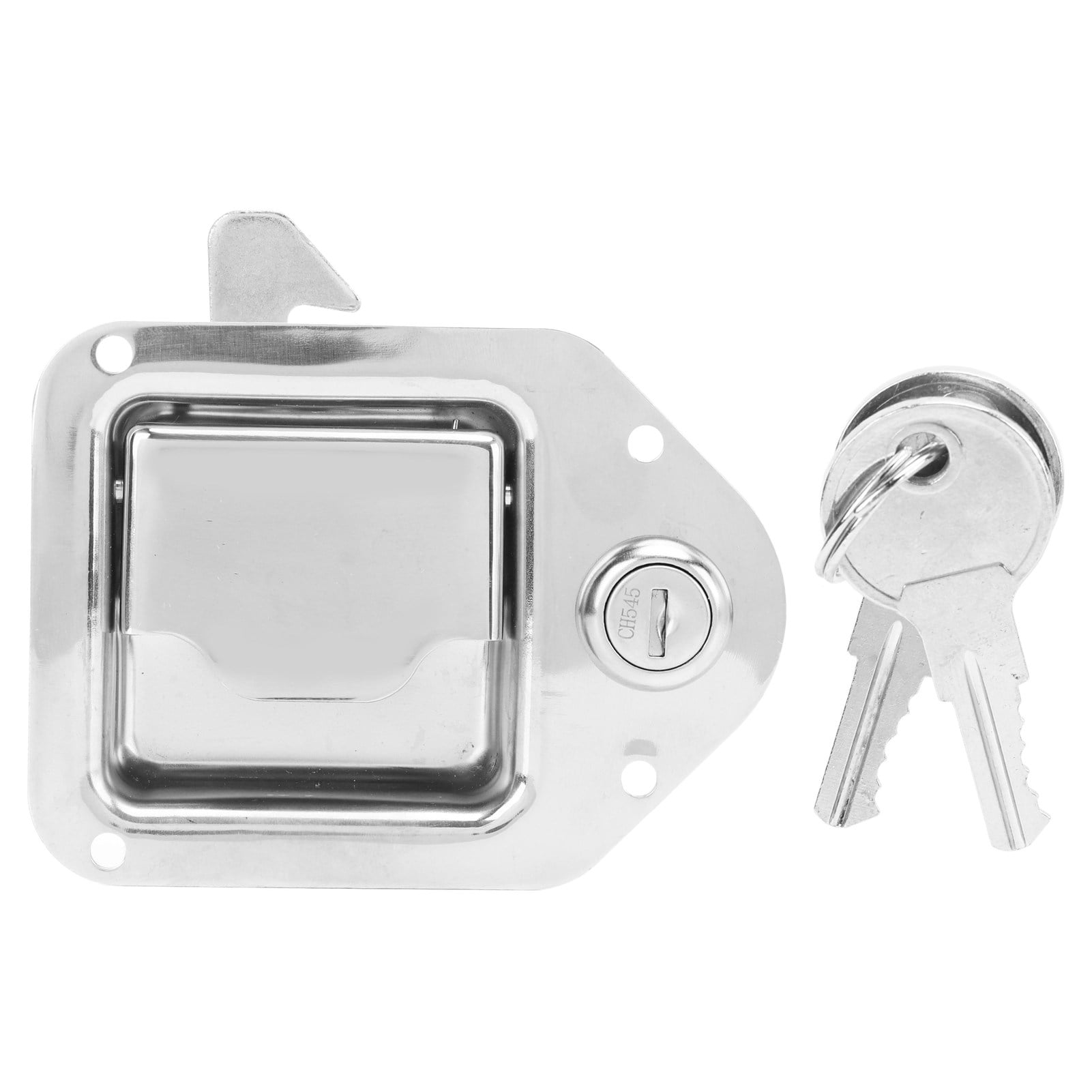 RV Entrance Door Lock Trailer Entry Door Latch with Keys Chrome Stainless Steel for Truck ATV