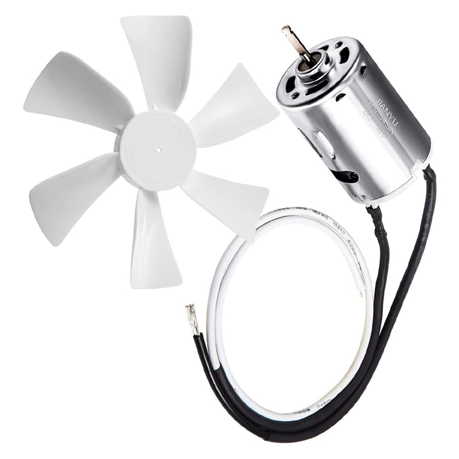 RV Exhaust White Vent Fan Blade with 12V D-Shaft RV Fan Motor and 2 Screws Replacement 6 Inch for RV Bathroom Camper Mobile Home ,Rv Camper Accessories
