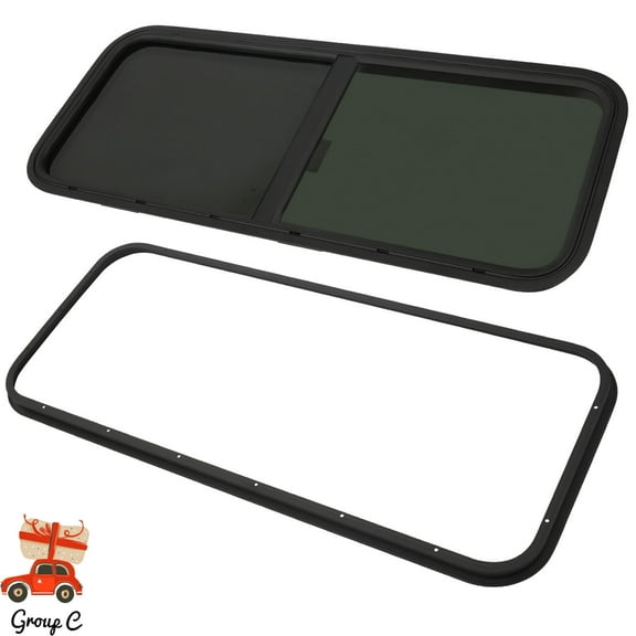 RV Exit Window 42" W x 22" H Optional Trim RV Window Replacement Camper Black