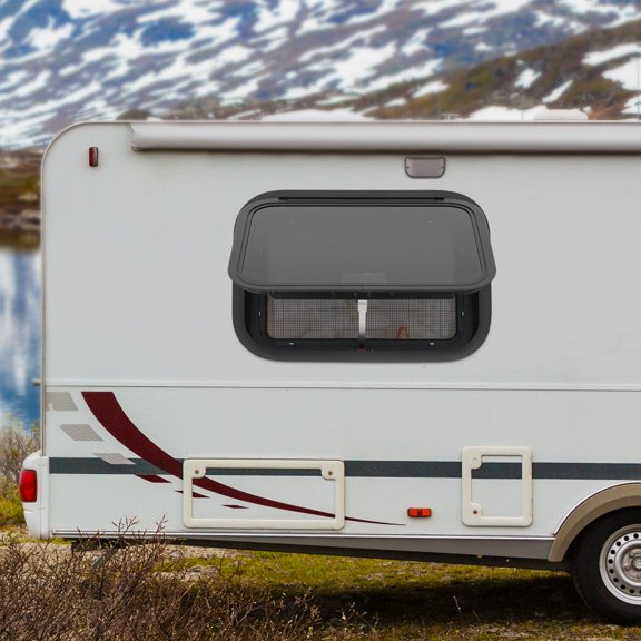 RV Exit Window W/ Trim Ring and Screen, Push Out Glass Camper Window, RV Exit Window Replacement