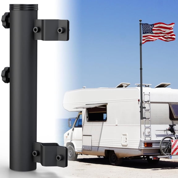 RV Flag Pole Holder, Heavy Duty Aluminum RV Ladder Mount, Fits Flagpoles Up to 1.94" Diameter, Durable Rustproof Flag Stand for Camper Travel Trailers Dock Fence & Outdoor Bracket Accessories