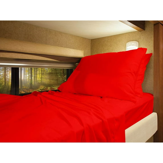 RV Full 53” X 75” Sheet Set 600 Thread-Count 100% Egyptian Cotton 12-Inch Deep Pockets - Made for RV - Blood Red Color