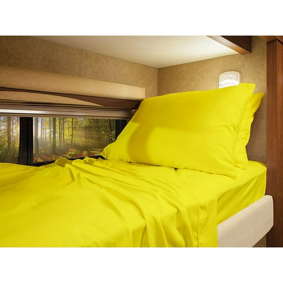 RV Full 53” X 75” Sheet Set 600 Thread-Count 100% Egyptian Cotton 6-Inch Deep Pockets - Made for RV - Yellow Color
