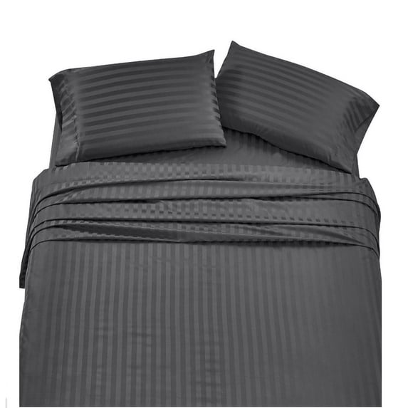 RV Full Sheets easy to fit in RV-mattress upto 15 Inch Stripe Grey 1800 Series Brushed Microfiber RV Camper Sheet Set