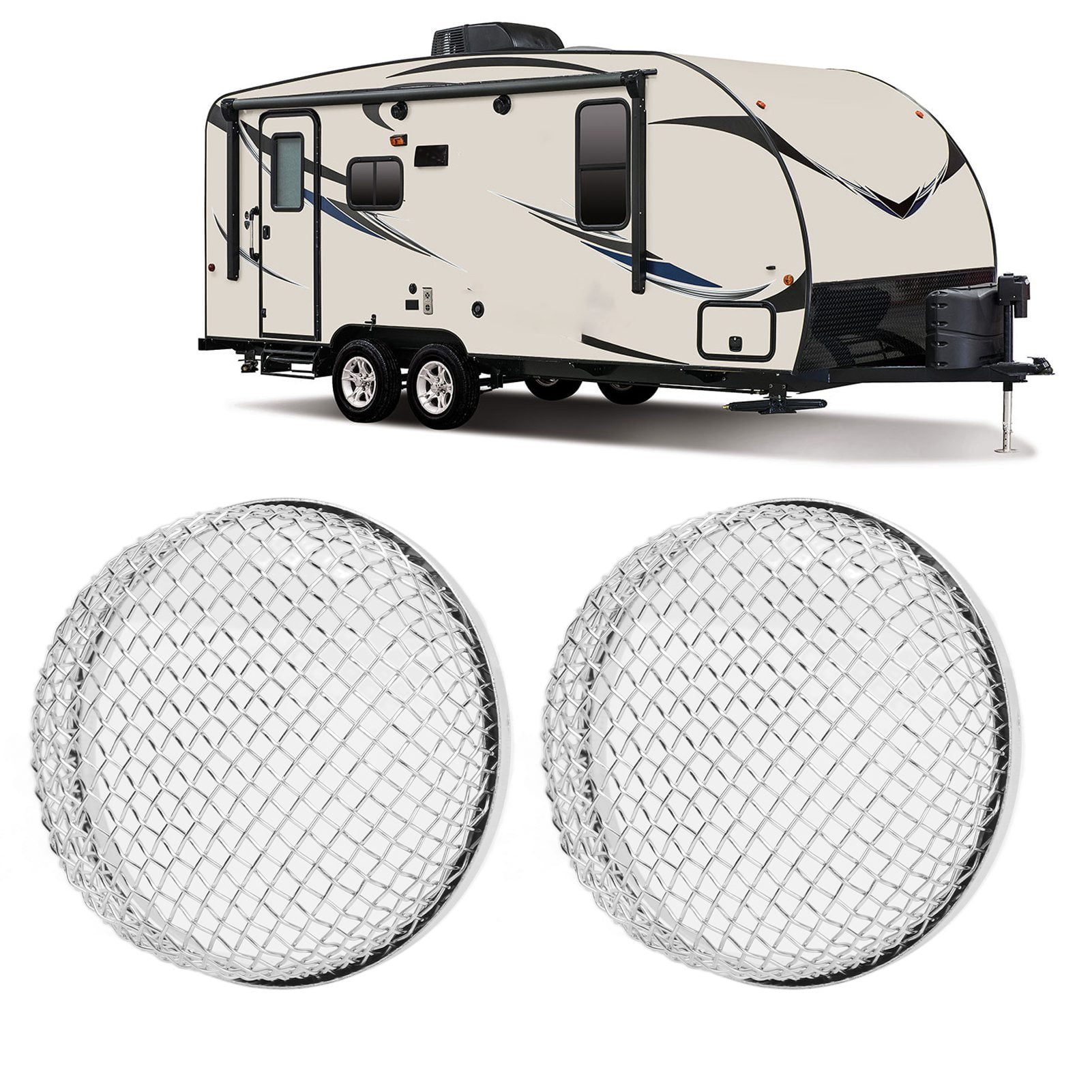 RV Furnace Vent, 2Pcs Round 2.8in Flying Bugs Net Large Clearances Promote Ventilation For Water