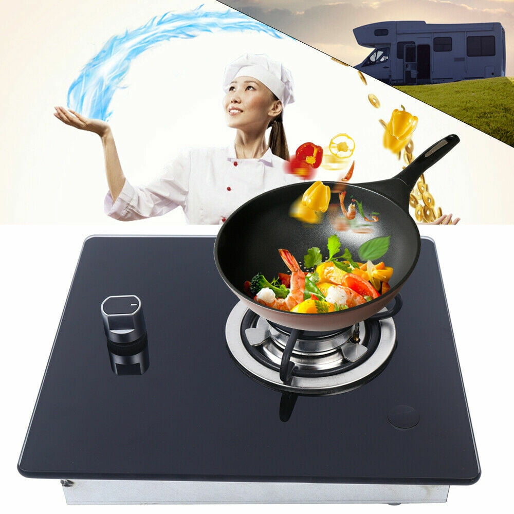 RV Gas Cooktop LPG Single Burner Gas Stove Hob with Tempered Glass Knob