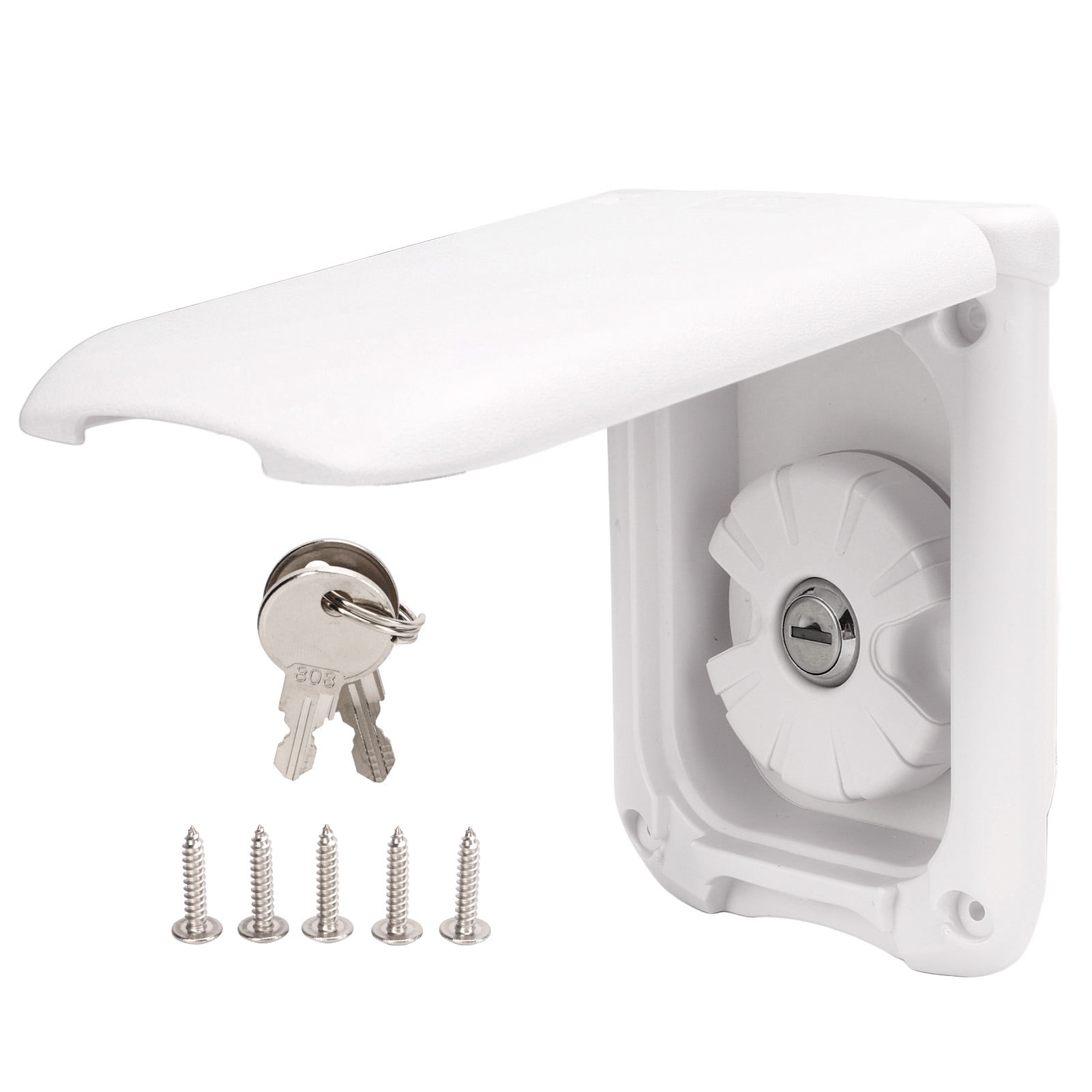 RV Gravity Fresh Water Fill Hatch Inlet with Keys Square White for Motorhomes Campers Trailers