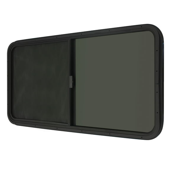 RV Horizontal Window with Tempered Black Glass, Aluminum Alloy Frame, Anti-Mosquito Screen, Universal Fit for 2-6mm/0.08-0.24inch Thick RV Metal, Easy Installation