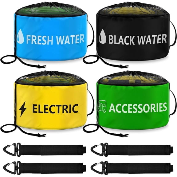 RV Hose Storage Bag of 4 Pack, Organizer Accessories for Camper, RV Equipment Storage Organizer Bag for Sewer Hoses, for /Black Water Hoses and Electrical Cords etc