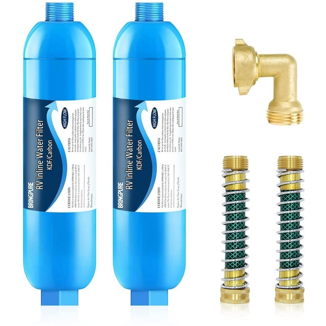RV Inline/Marine Water Filter with Flexible Hose Protector, Dedicated
