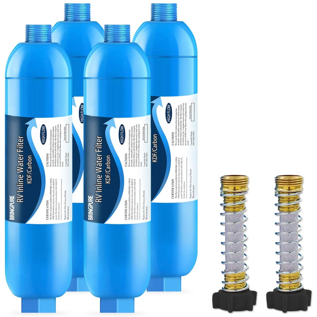 RV Inline Water Filter, Hose Protector, Reduces Lead, Fluoride