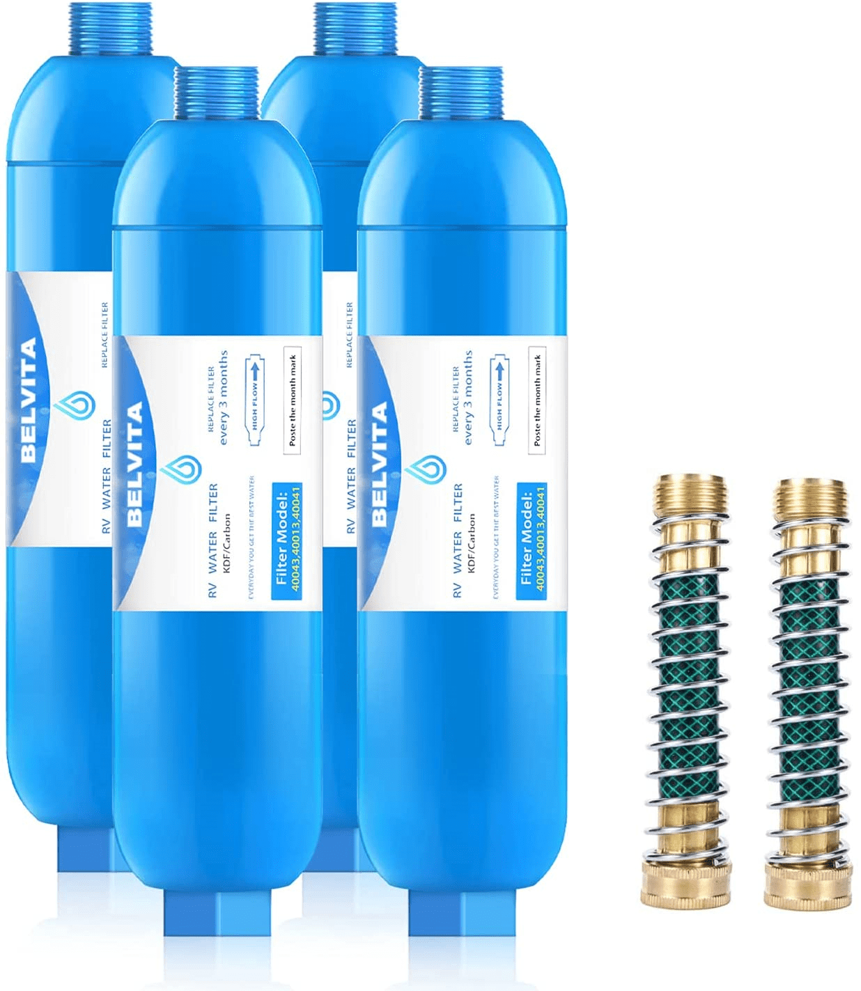 RV Inline Water Filter with Flexible Hose Protector, Reduces Chlorine ...