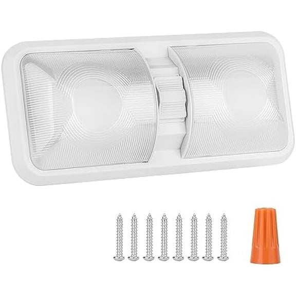 RV Interior Natural White 12V LED Ceiling Double Dome Light Fixture 1100 LM Frosted RV Interior Lighting for Bedroom, Living Room (4500K)