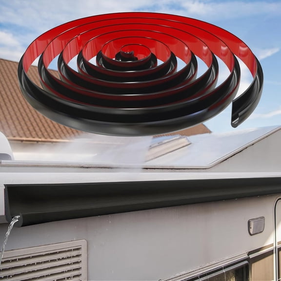 RV J-Shape Rain Gutter Trim, Adhesive Roof Water Diverter Strip 39.37 ft