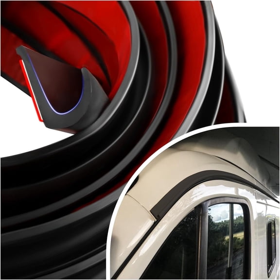 RV J-Shape Rain Gutter Trim PVC Roof Rain Diverter Self-Adhesive Weatherproof Strip for Car Truck Boat Home