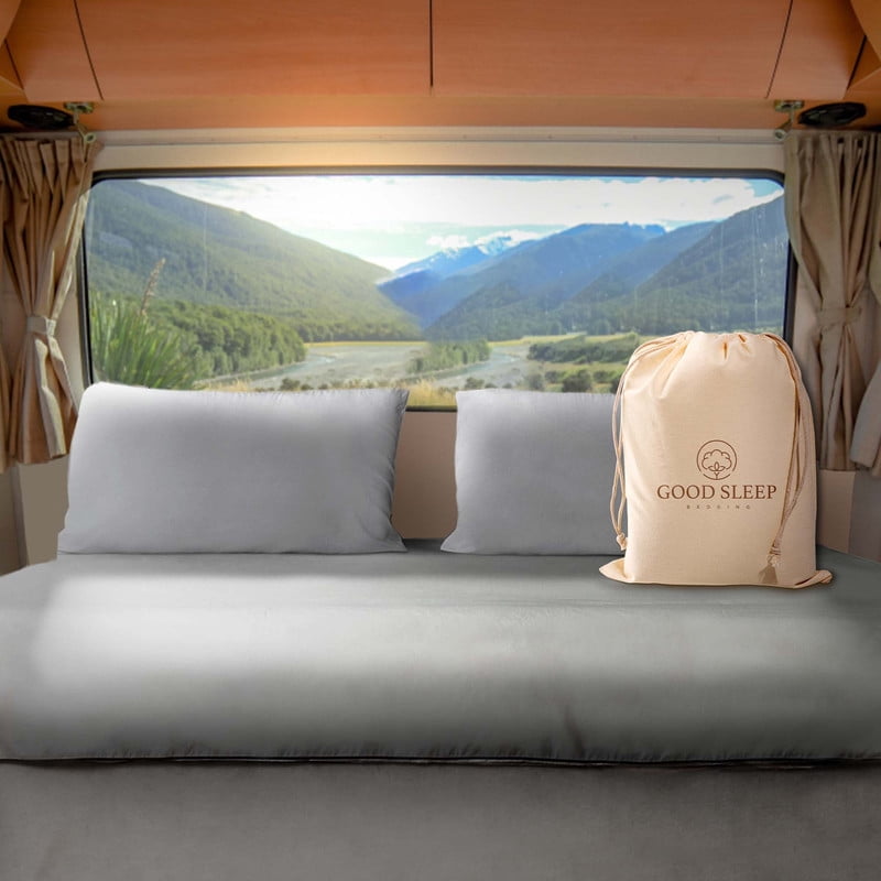 RV King 4 Piece Light Gray Sheets Set, 100 Egyptian Cotton, 600 TC