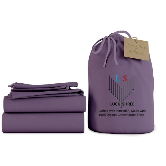 RV King Size Organic Cotton Sheet Set- 100% Organic 1000-Thread-Count Long Staple Cotton - 12" Deep Pockets 1000TC Organic Sheets - Plum