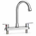 thumbnail image 1 of RV Kitchen Faucet 8 Inch Hole Spread Metallic Camper Sink Faucet, 360° Rotatable High Arc Gooseneck Leak-Proof for Motorhome Travel Trailer Mobile Home(Fit for 8 inch 2 or 3 Hole Sink), Chrome, 1 of 10