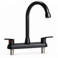 thumbnail image 1 of RV Kitchen Faucet 8 Inch Hole Spread Metallic Camper Sink Faucet, 360° Rotatable High Arc Gooseneck Leak-Proof for Motorhome Travel Trailer Mobile Home(Fit for 8 inch 2 or 3 Hole Sink), Matte Black, 1 of 10
