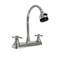 thumbnail image 1 of RV Kitchen Faucet 8 Inch Widespread Metallic Camper Sink Faucet, 360° Flexible Gooseneck Swivel Sprayer Head with 2 Water Flow Modes for Campers Motorhome Mobile Home, Chrome, 1 of 8