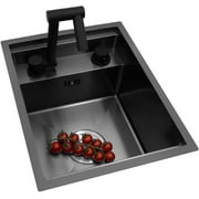 RV Kitchen Sink, 18 x 15 x 9 Inch Undermount Bar Sink,16 Gauge Stainless Steel Single Bowl Workstation Sink with Faucet