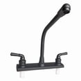 thumbnail image 1 of RV Kitchen Sink Faucet, 2 Handle Camper Kitchen Faucet, High Arc 360° Swivel Hot & Cold Faucet Fits 8 inch 2 or 3 Hole Sinks Non-Metallic Faucet for Camper, Laundry, Bar & RV Sinks, Matte Black, 1 of 8