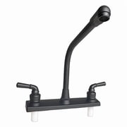 RV Kitchen Sink Faucet, 2 Handle Camper Kitchen Faucet, High Arc 360  Swivel Hot & Cold Faucet Fits 8 inch 2 or 3 Hole Sinks Non-Metallic Faucet for Camper, Laundry, Bar & RV Sinks, Matte Black