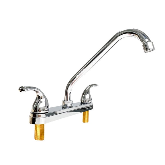 RV Kitchen Sink Faucet, High Arc 360° Rotation Spout Camper Kitchen Faucet, 2 Handles 8 inch Centerset for Campers, Motorhomes, Travel Trailers, Chrome