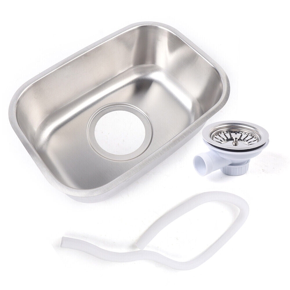 RV Kitchen Sink Stainless Steel Hand Wash Basin Caravan Camping W/ Water Outlet Gr-536, Narrow Rectangle Undermount Sink Compact Sink Small Bar Kitchen RV Stainless
