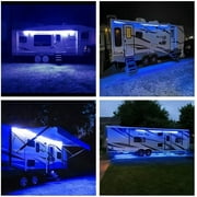 RV LED Camper Awning Lights, 12V, 16.4FT/5M, Dimmable, Remote Control, LED Light Strip Exterior Lighting Fixture for RV Camping Canopy Motorhome Travel Trailer
