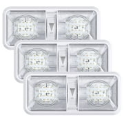 RV LED Ceiling Double Dome Light Fixture with Dimmer Switch Interior Lighting for Car/RV/Trailer/Camper/Boat DC 12V 550 Lumens Natural White 4000-4500K (3)