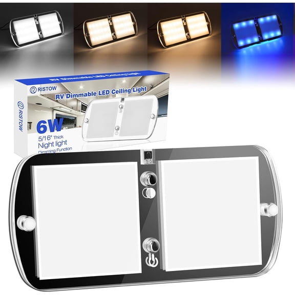 RV LED Interior Lights 12-18V Dimmable Ceiling Light 6W, Camper Lighting with 4 Colors for RV/Trailer/Camper/Boat, Warm White Light/Natural White/Cool White Light/Blue 4000-4500K, 700LM