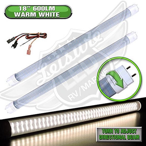 RV LED Light Bulb LED T8, 18" Florescent Tube Replacement, 600 Lumen (Warm White) (2)