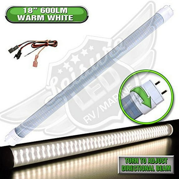 RV LED Light Bulb LED T8, 18" Florescent Tube Replacement, 600 Lumen (Warm White)
