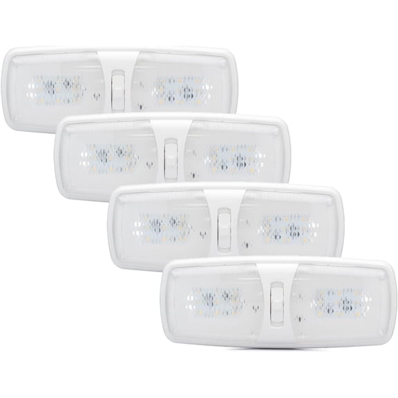 Lumitronics 12V Designer Double RV LED Lights Interior Lights Fixture with 3-Way Switch, 4 Pack