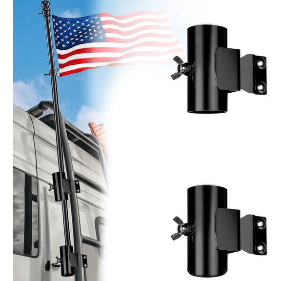 RV Ladder Mounted Flagpole Holder, Adjustable Flag Pole Holder for Dual-Purpose Use Both Horizontally and Vertically, Heavy Duty RV Flag Holder for Camper