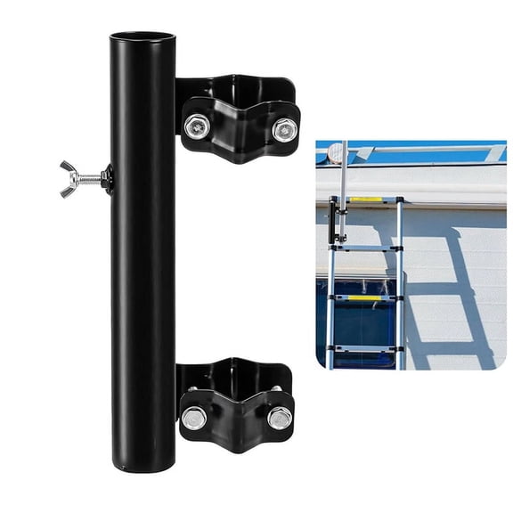 RV Ladder Mounted Flagpole Holder, , Flag Pole for Travel Trailer, Compatible with Rails