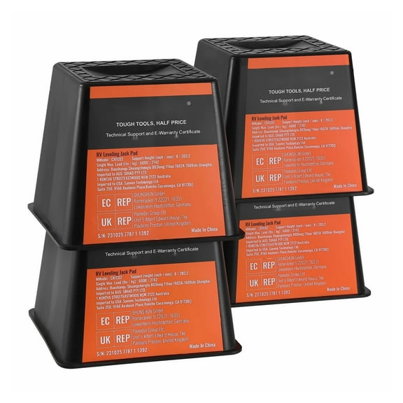 RV Leveling Blocks 6000lbs Capacity - 4 Pack Trailer Jack Stabilizer Blocks - Polypropylene Camper Levelers for Travel Trailers, 5th Wheels, Tongue Jacks