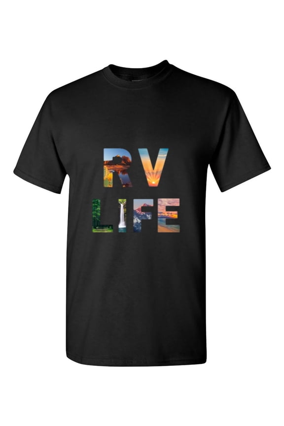 RV Life Camping Adventure Images Camper Van Travel Outdoor Road Trip Fun T-Shirt, for men & women, up to size 5XL