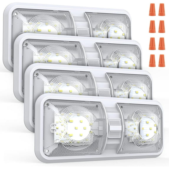 RV Lights Interior, 12 Volt Led Lights 1000LM, Camper Lights 8W, RV Led Lights Interior Fixtures 12V, RV Ceiling Dome Light with Switch for RV/Camper/Trailer/Boat/Car (Natural White, 4Pack).