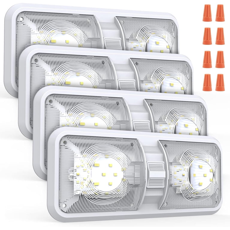 RVZONE 12V Led RV Ceiling Double Dome Light 1100 Lumen Frosted RV Interior Lighting Fixture For RV Trailer Camper Truck Van Boat Car RVZONE 12V Led RV Ceiling Double Dome Light 1100 Lumen Frosted RV Interior Lighting Fixture For RV Trailer Camper Truck Van Boat Car