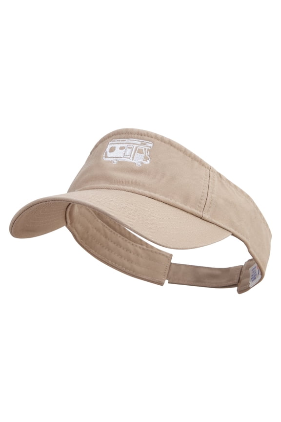 RV Logo Embroidered Pro Style Cotton Twill Washed Visor - Khaki OSFM