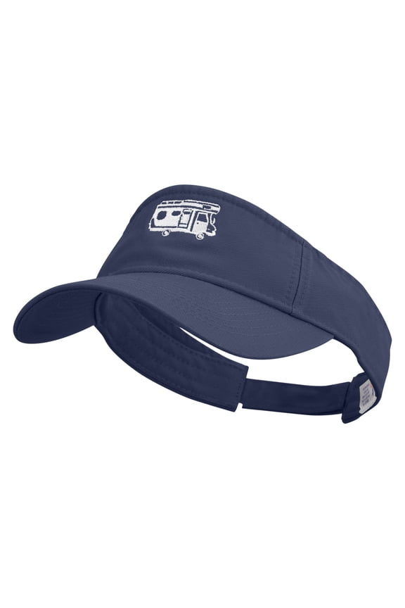 RV Logo Embroidered Pro Style Cotton Twill Washed Visor - Navy OSFM