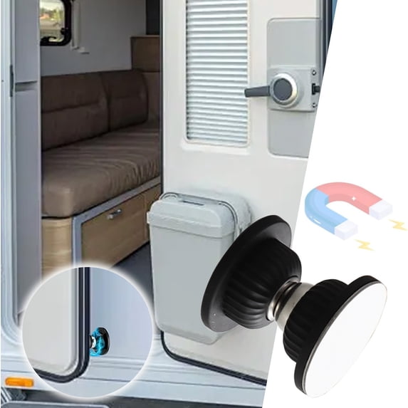 RV Magnetic Door Catch Adhesive Easy Install Camper Trailer Door Stopper Silent Secure Holder for RV Cabinets, Bathroom Doors, and Entry Doors